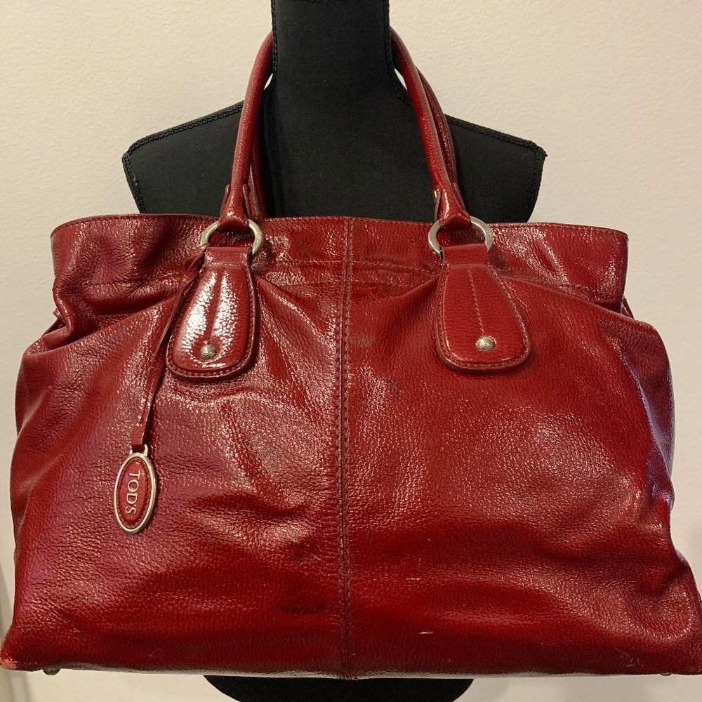 Tod's D Burgundy Leather Weekend/Travel Bag